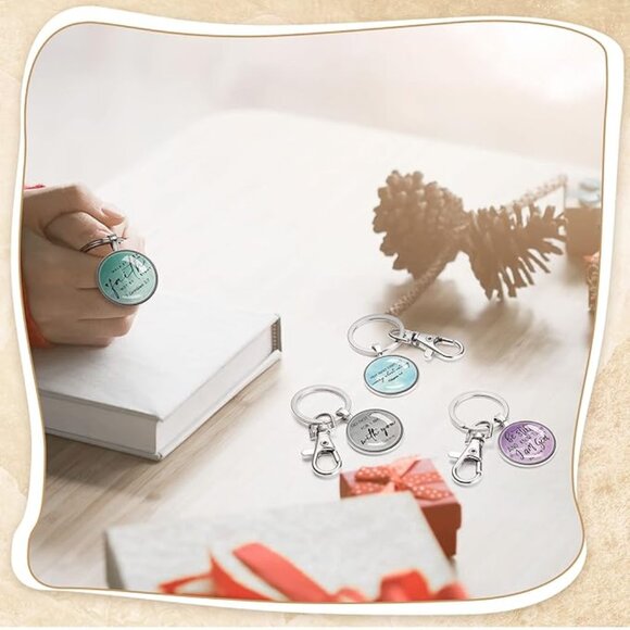 NWT Teal 2 Cor. 5:7 Walk By Faith,Not By Sight Keychain with Silver Accents - Picture 10 of 10